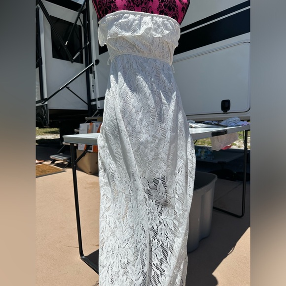 White Lace Country Dress, Cowgirl Dress high to low. Size S/M - Picture 4 of 7